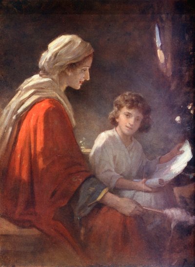 María y el Niño Jesús, Lucas ii, 39, 40 (litografía en color) de William Pratt
