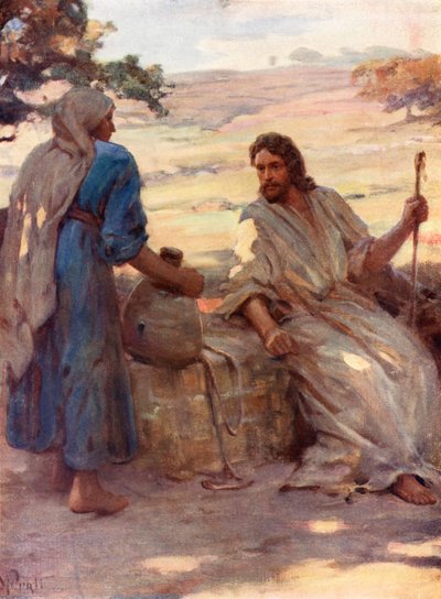 La mujer en el pozo de Samaria, Juan iv, 6, 7 (litografía en color) de William Pratt