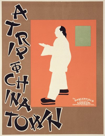 Reproducción de un cartel que anuncia "Un viaje a China Town" (litografía en color) de William and Pryde James Nicholson