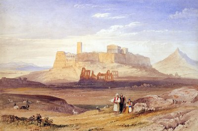 Vista de Atenas con la Acrópolis y el Odeón de Herodes Atticus - Purser, William (1789-1852) - Primer trimestre del siglo XIX. - Óleo sobre lienzo - 26x40 - Museo Benaki, Atenas de William Purser