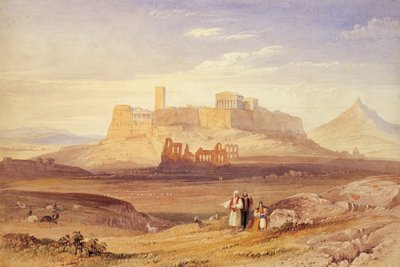 Vista de Atenas con la Acrópolis y el Odeón de Herodes Ático, primer cuarto del siglo XIX de William Purser