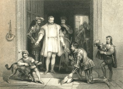 El falso homenaje de Bolingbroke a Ricardo II, en el Castillo de Flint, 1836 de William Radclyffe
