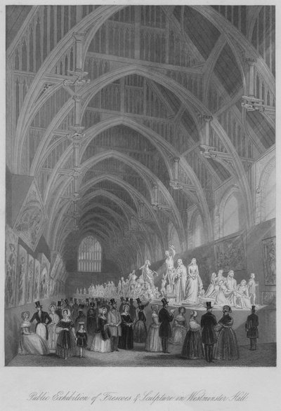 Exposición pública de frescos y esculturas en Westminster Hall, c1841 de William Radclyffe