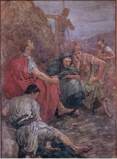 Bruto y sus compañeros después de la Batalla de Filipos, de Vidas de Plutarco publicado por T C & E C Jack Ltd de William Rainey