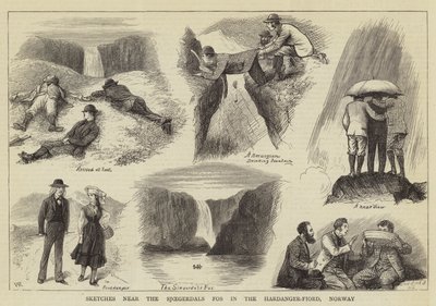 Bocetos cerca del Sjoegerdals Fos en el fiordo de Hardanger, Noruega de William Ralston