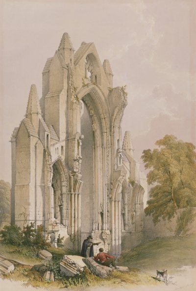 Priorato de Guisborough, interior del extremo este, de Las ruinas monásticas de Yorkshire, grabado por George Hawkins, 1842 de William Richardson