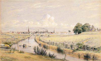 Jersey City con una vista de Nueva York desde el Canal de Bergen, 1854 de William Rickarby Miller