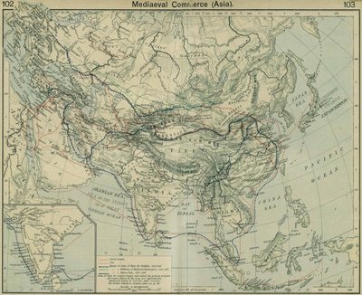 Comercio Medieval en Asia. Del Atlas Histórico de William Robert Shepherd