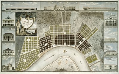 Plano de la ciudad y suburbios de Nueva Orleans, 1817 de William Rollinson