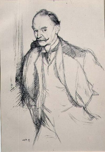 Retrato de Thomas Hardy (1840-1928) de la serie "Retratos ingleses". de William Rothenstein