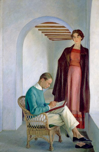 El hijo del artista y su mujer o Dos figuras en un interior, c.1930-35 (óleo sobre lienzo) de William Rothenstein