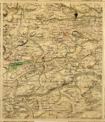 Mapa de Roy de las tierras bajas de Escocia, que contiene Loch Whinnoch de William Roy