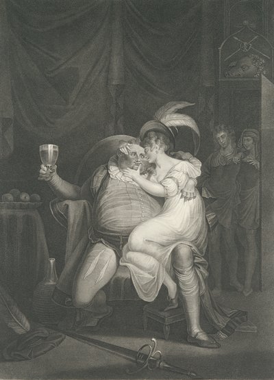 Doll Tearsheet, Falstaff, Henry y Poins Shakespeare, primera publicación 1795, reeditado 1852 de William Satchwell Leney