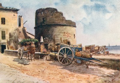 Bastión en la orilla, Ceriale (litografía en color) de William Scott