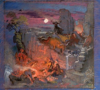 Estudio para Highland Raiders, c.1918 de William Shackleton