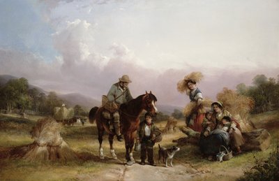 Cosechadores saludando a dos viajeros de William Shayer