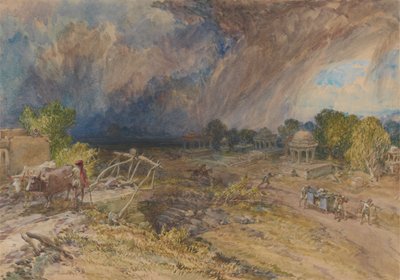 Se avecina tormenta de polvo, cerca de Jeypore, Rajpootana de William Simpson
