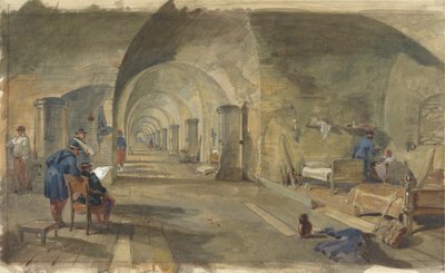 Interior del Fuerte Nicolás, Sebastopol, Crimea de William Simpson