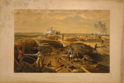 El interior del Redan tomado desde su cara izquierda, 1855 de William Crimea Simpson