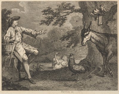 El búho, el cisne, el gallo, la araña, el asno y el granjero de William Skelton