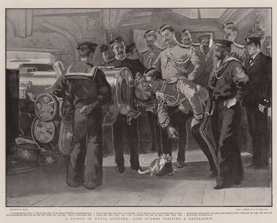Una lección en artillería naval, guardias de vida visitando un acorazado de William Small
