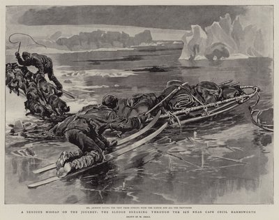 Un serio percance en el viaje, el trineo rompiéndose a través del hielo cerca del Cabo Cecil Harmsworth de William Small