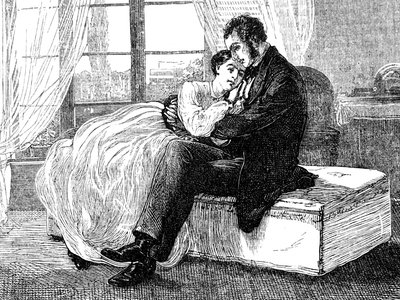 Ilustración que representa la aceptación de una propuesta de matrimonio de William Small