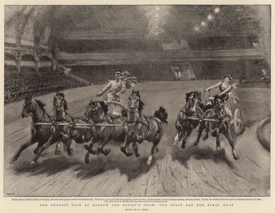 La carrera de carros en el espectáculo de Barnum y Bailey, el inicio de la última carrera de William Small