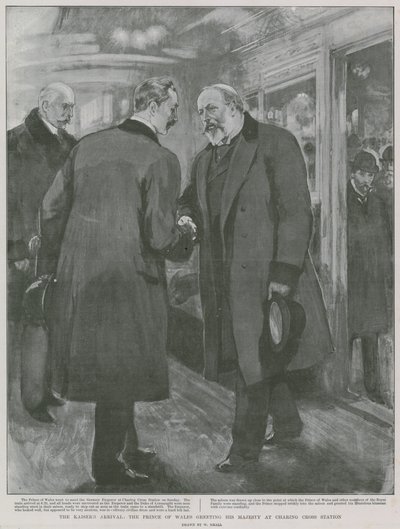La Llegada del Kaiser: El Príncipe de Gales Saludando a Su Majestad en la Estación de Charing Cross de William Small