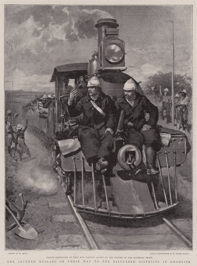 Los Séptimos Húsares en su camino hacia el distrito perturbado en Rodesia de William Small