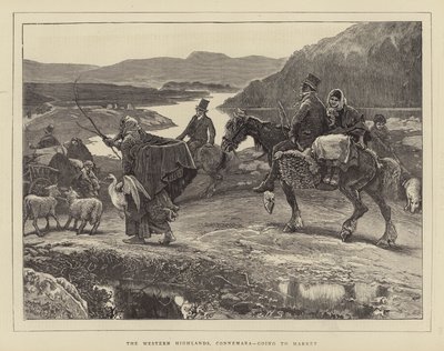 Las Tierras Altas Occidentales, Connemara, yendo al mercado de William Small