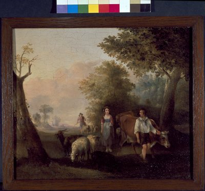 Paisaje con ganado y ovejas de William Snr. (follower of) Shayer