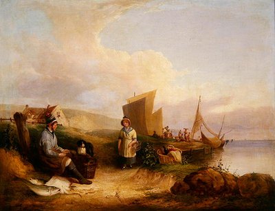 Escena costera con pescadores de William Snr. Shayer