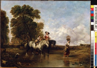 Cruce de vado (a través de un vado). Pintura de William I Shayer (1788-1879). Óleo sobre lienzo, 94,5 x 127,5 cm. Escuela inglesa del siglo XIX. Museo Estatal de Arte M.K. Ciurlionis, Kaunas (Lituania). de William Snr. Shayer