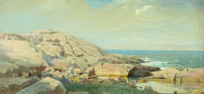 La costa de Maine al atardecer (técnica mixta sobre papel) de William Stanley Haseltine