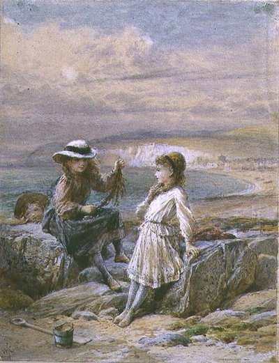 Dos niñas y un niño con algas de William Stephen Coleman