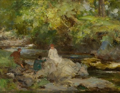 Tres figuras junto a un río de William Stewart MacGeorge