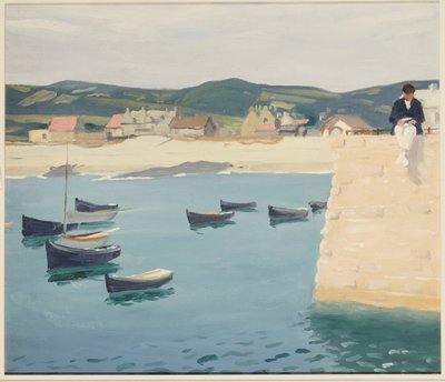 Niño Leyendo en el Borde del Puerto de William Strang