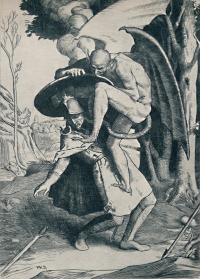 Cristiano Luchando contra Apollyon, 1895, 1923 de William Strang