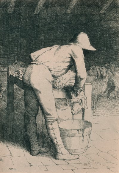 El carnicero y la oveja, c. 1916 de William Strang