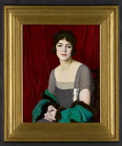 El Manto Verde, Retrato de la actriz Miss Barbara Horder, 1918 de William Strang