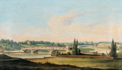 Vista de un puente sobre el río Schuylkill de William Strickland