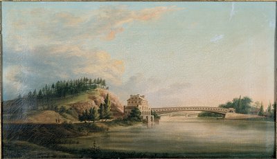 Vista de un puente sobre el río Schuylkill, c.1815 de William Strickland