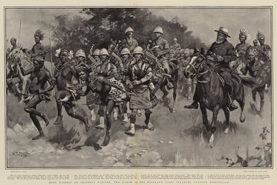 Adoración de Héroes por Nativos Amistosos, la Marcha de la Infantería Ligera de las Tierras Altas a través de Basutolandia de William T. Maud
