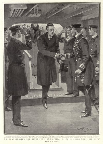 La partida del Sr. Chamberlain hacia Sudáfrica, embarcando en el Good Hope de William T. Maud
