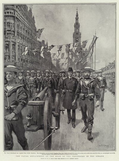 El destacamento naval a la cabeza de la procesión en el Strand de William T. Maud
