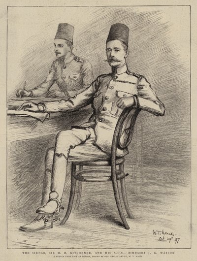 El Sirdar, Sir H H Kitchener, y su ADC, Bimbashi J K Watson de William T. Maud