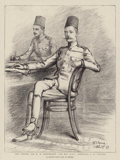 El Sirdar, Sir H H Kitchener, y su ADC, Bimbashi J K Watson de William T. Maud