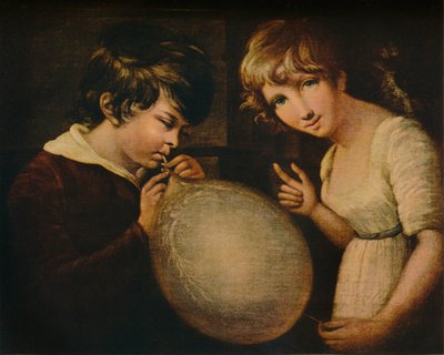 Niño y niña con una vejiga, siglo XVIII de William Tate