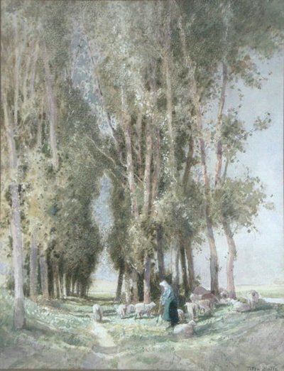 Una pastora y su rebaño, Holanda de William Tatton Winter